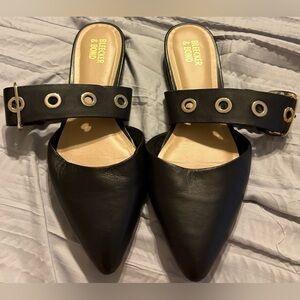 Bleecker & Bond Black Women's Mules with Buckle Detail